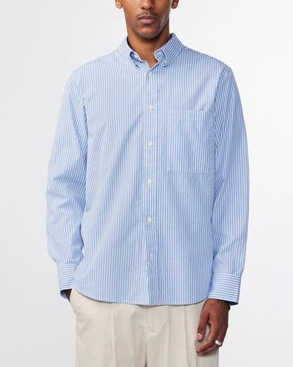 NN07 COHEN RAVEN STRIPE L/S CRISP POPLIN COTTON SHIRT 5222