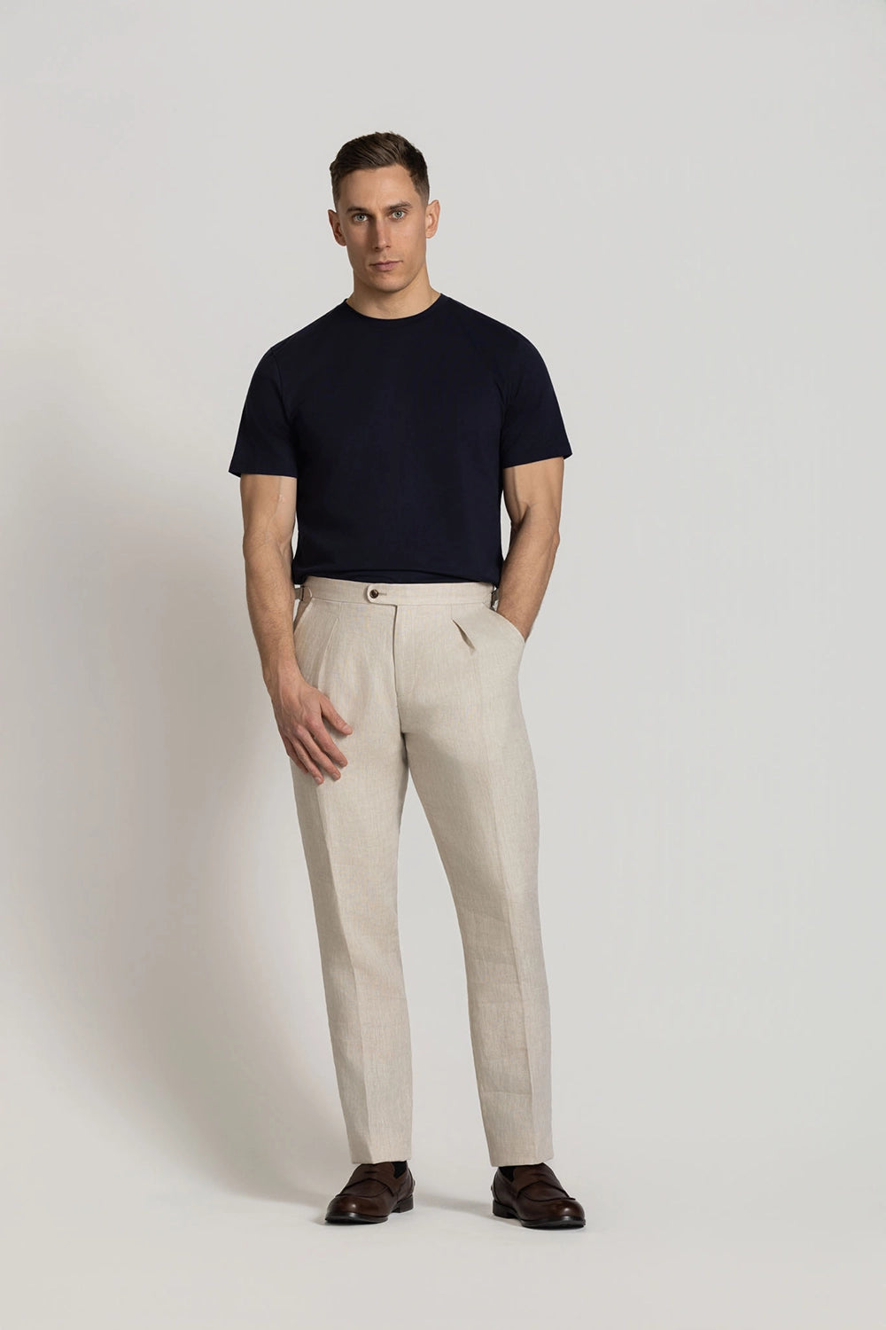 CUTLER CLIVE 100% LINEN PLEATED TROUSER CS10409