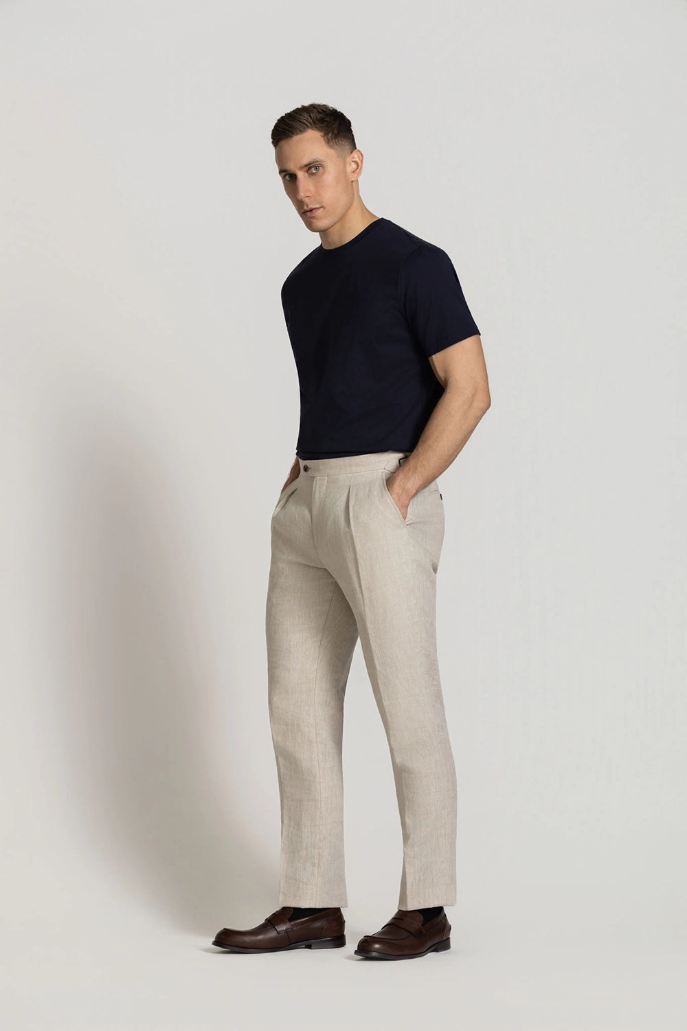 CUTLER CLIVE 100% LINEN PLEATED TROUSER CS10409
