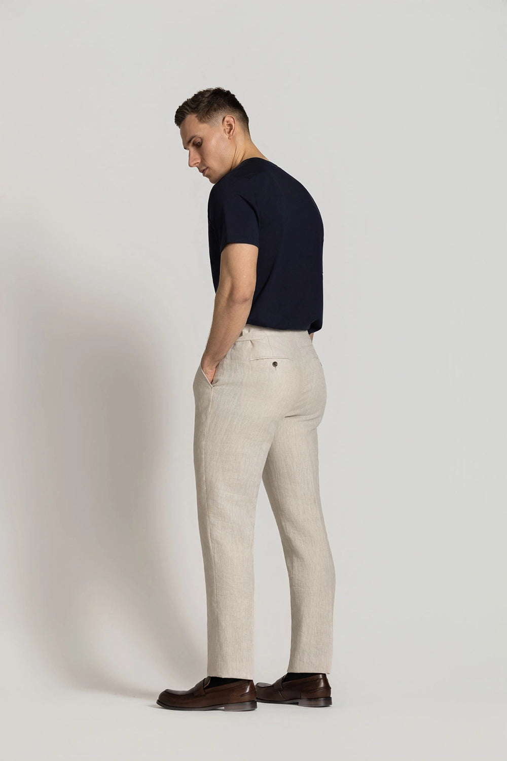 CUTLER CLIVE 100% LINEN PLEATED TROUSER CS10409