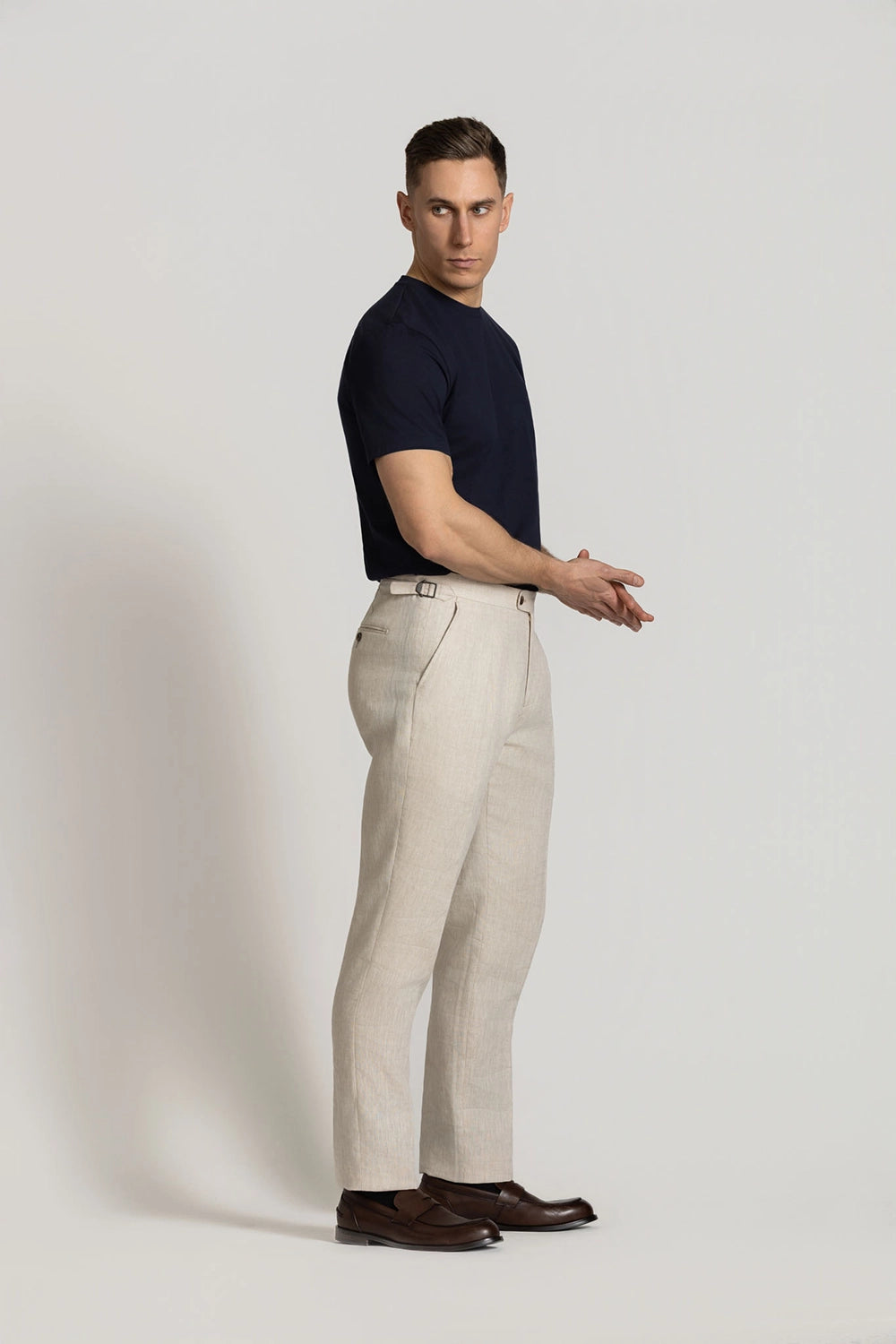 CUTLER CLIVE 100% LINEN PLEATED TROUSER CS10409