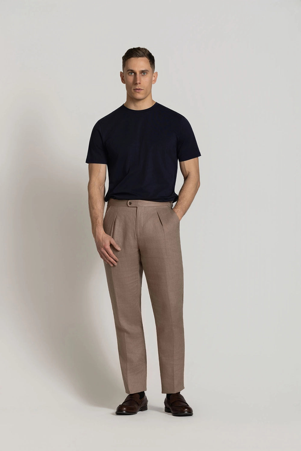 CUTLER CLIVE 100% LINEN PLEATED TROUSER CS10409
