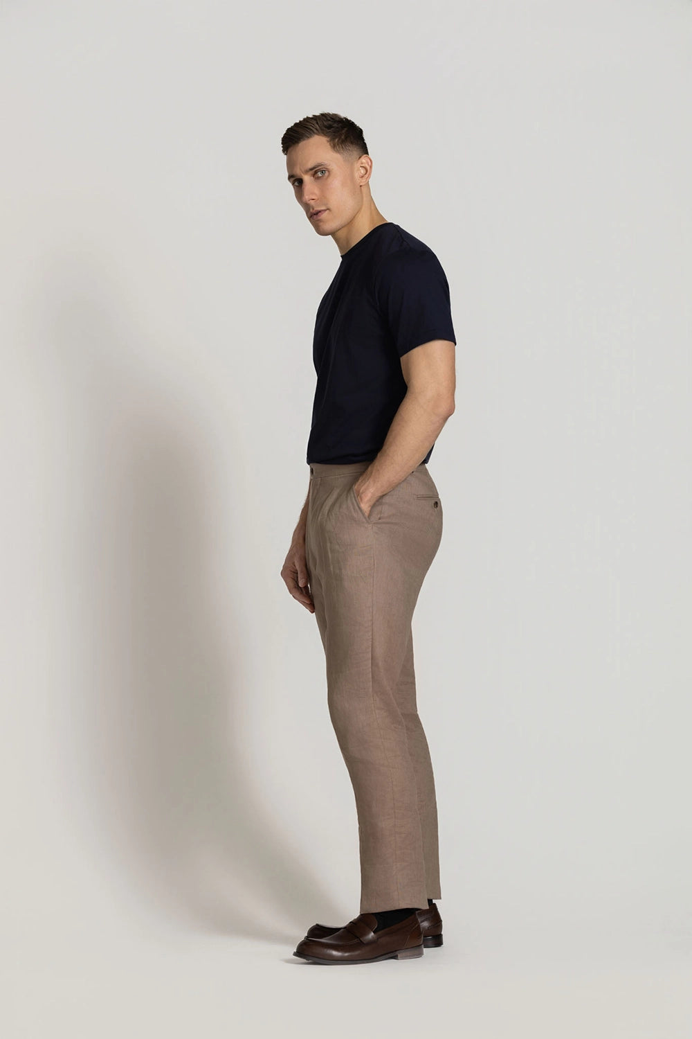 CUTLER CLIVE 100% LINEN PLEATED TROUSER CS10409