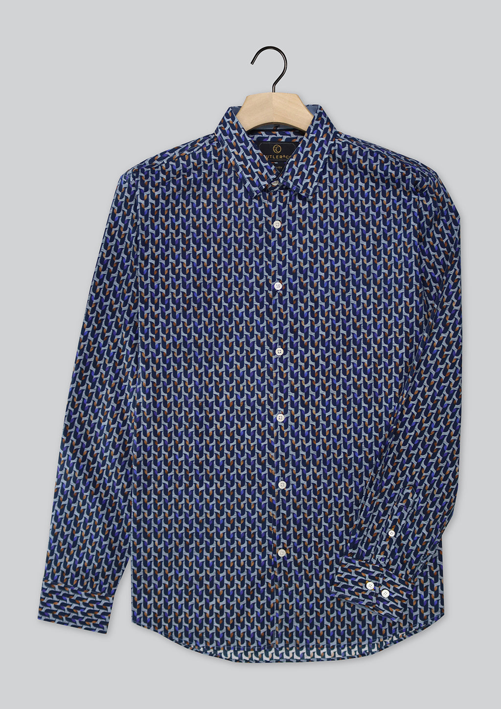 CUTLER & CO NIGEL L/S STRETCH COTTON PRINT SHIRT CS21245