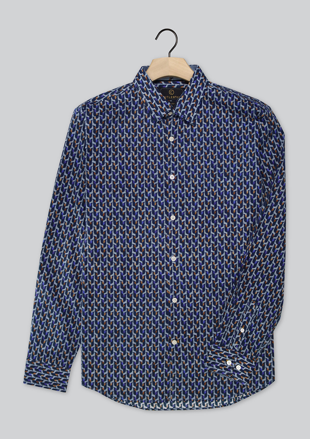 CUTLER & CO NIGEL L/S STRETCH COTTON PRINT SHIRT CS21245