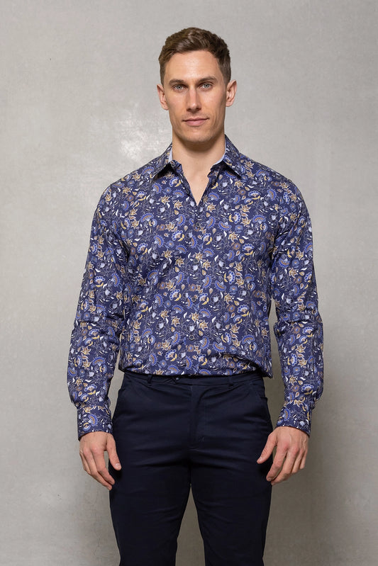 CUTLER & CO BLAKE L/S ALL OVER PRINT STRETCH COTTON SHIRT CS21349