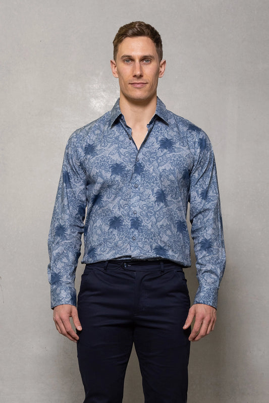 CUTLER & CO BLAKE L/S PRINT STRETCH COTTON SHIRT CS21350