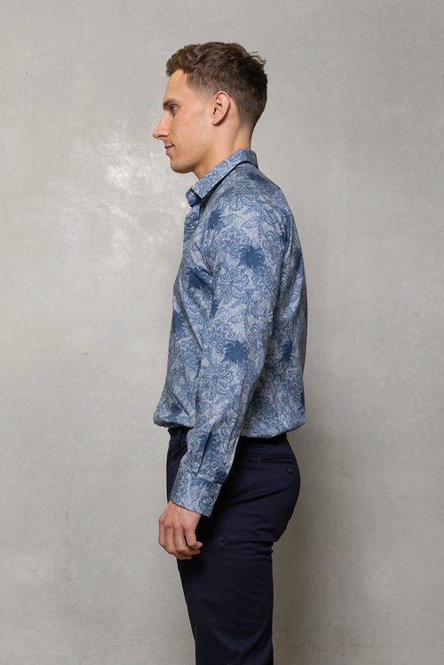 CUTLER & CO BLAKE L/S PRINT STRETCH COTTON SHIRT CS21350