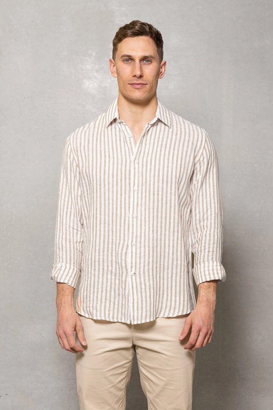 CUTLER & CO BLAKE L/S PURE LINEN STRIPE SHIRT CS21371