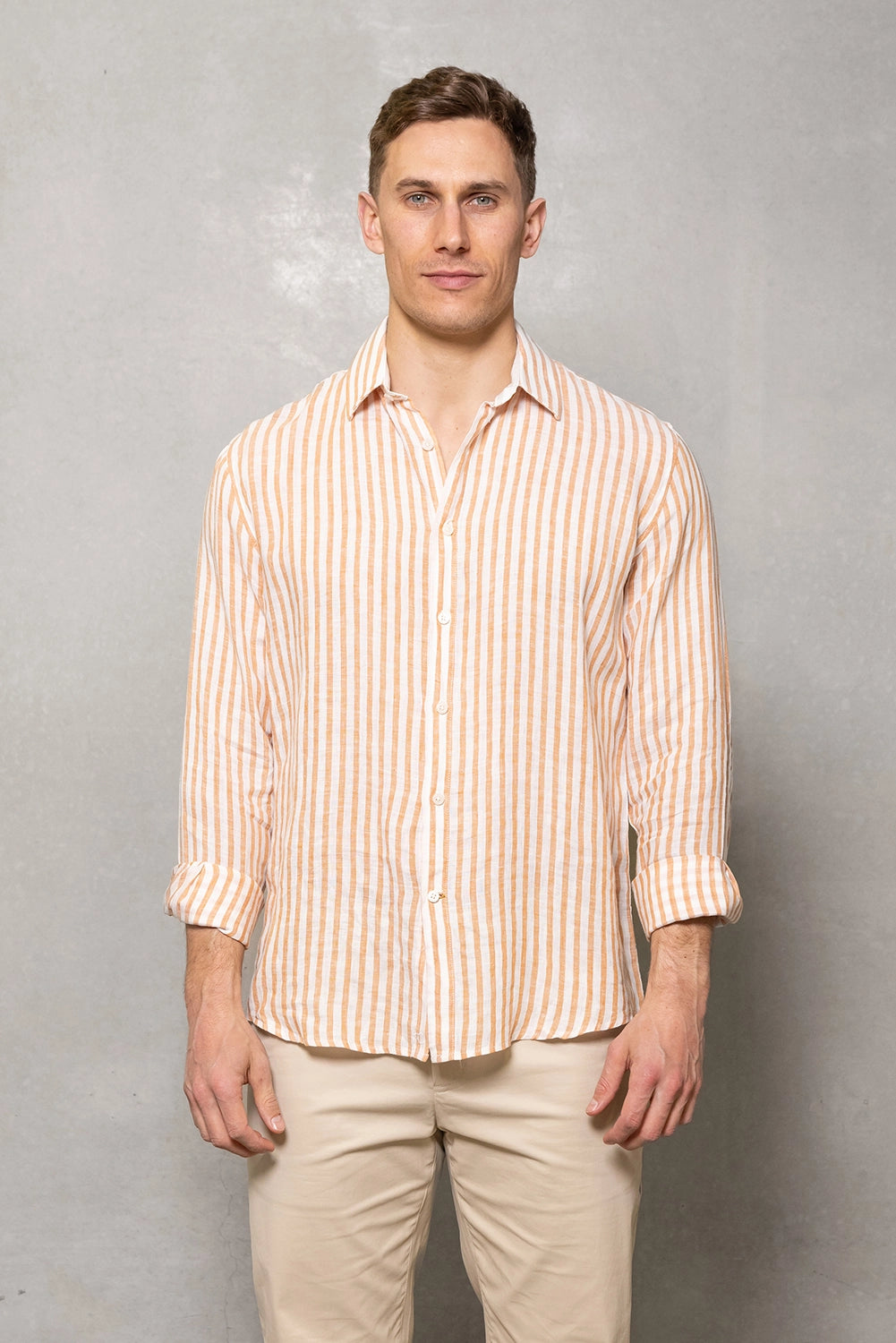 CUTLER & CO BLAKE L/S PURE LINEN STRIPE SHIRT CS21371