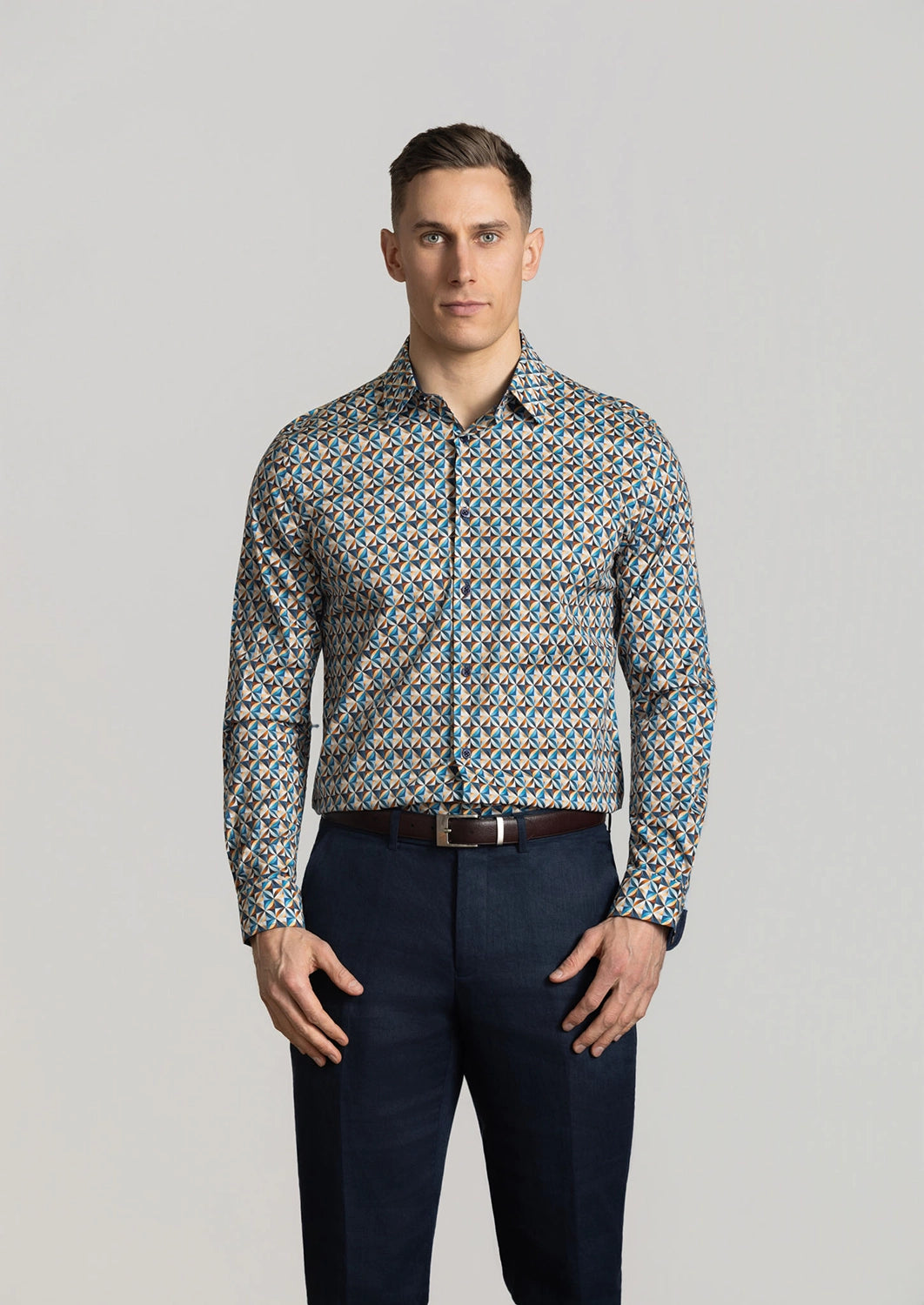 CUTLER BEAUMONT STRETCH COTTON L/S AOP SHIRT CS21460