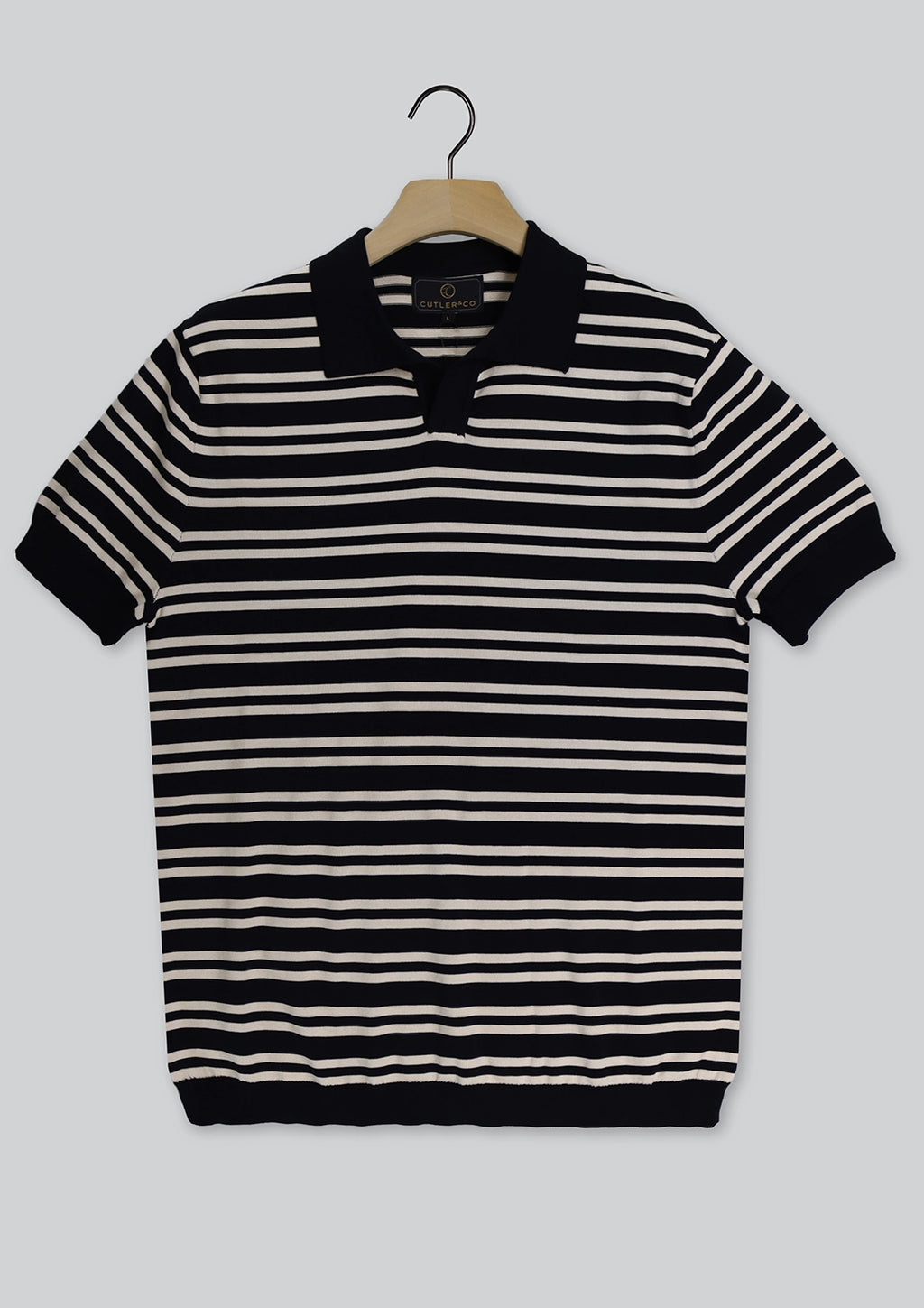 CUTLER & CO CONSTANTINE MERC COTTON STRIPE JOHNNY POLO CS30197