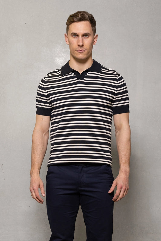 CUTLER & CO CONSTANTINE MERC COTTON STRIPE JOHNNY POLO CS30197