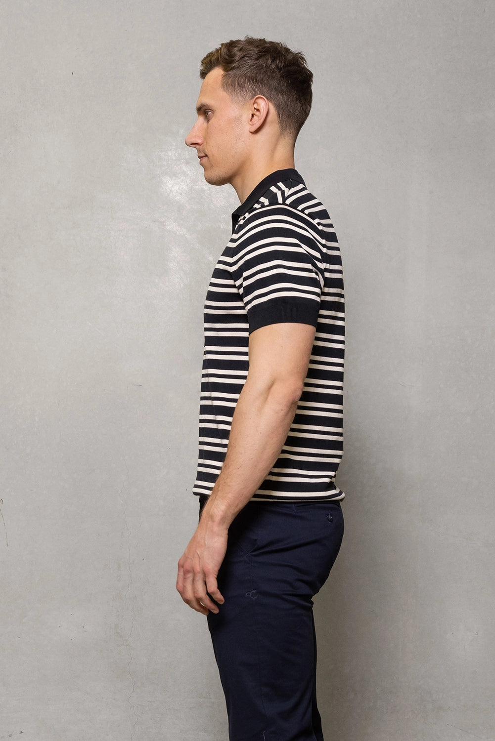 CUTLER & CO CONSTANTINE MERC COTTON STRIPE JOHNNY POLO CS30197