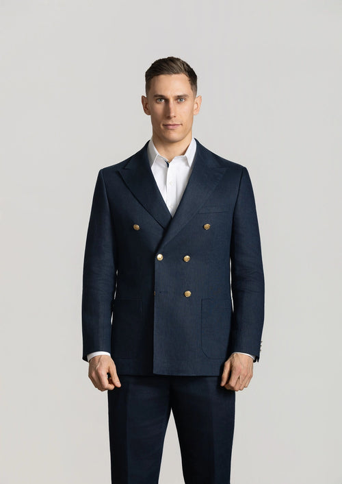 CUTLER MONTY 100% LINEN DOUBLE BREASTED INSIGNIA BUTTON BLAZER CS40616