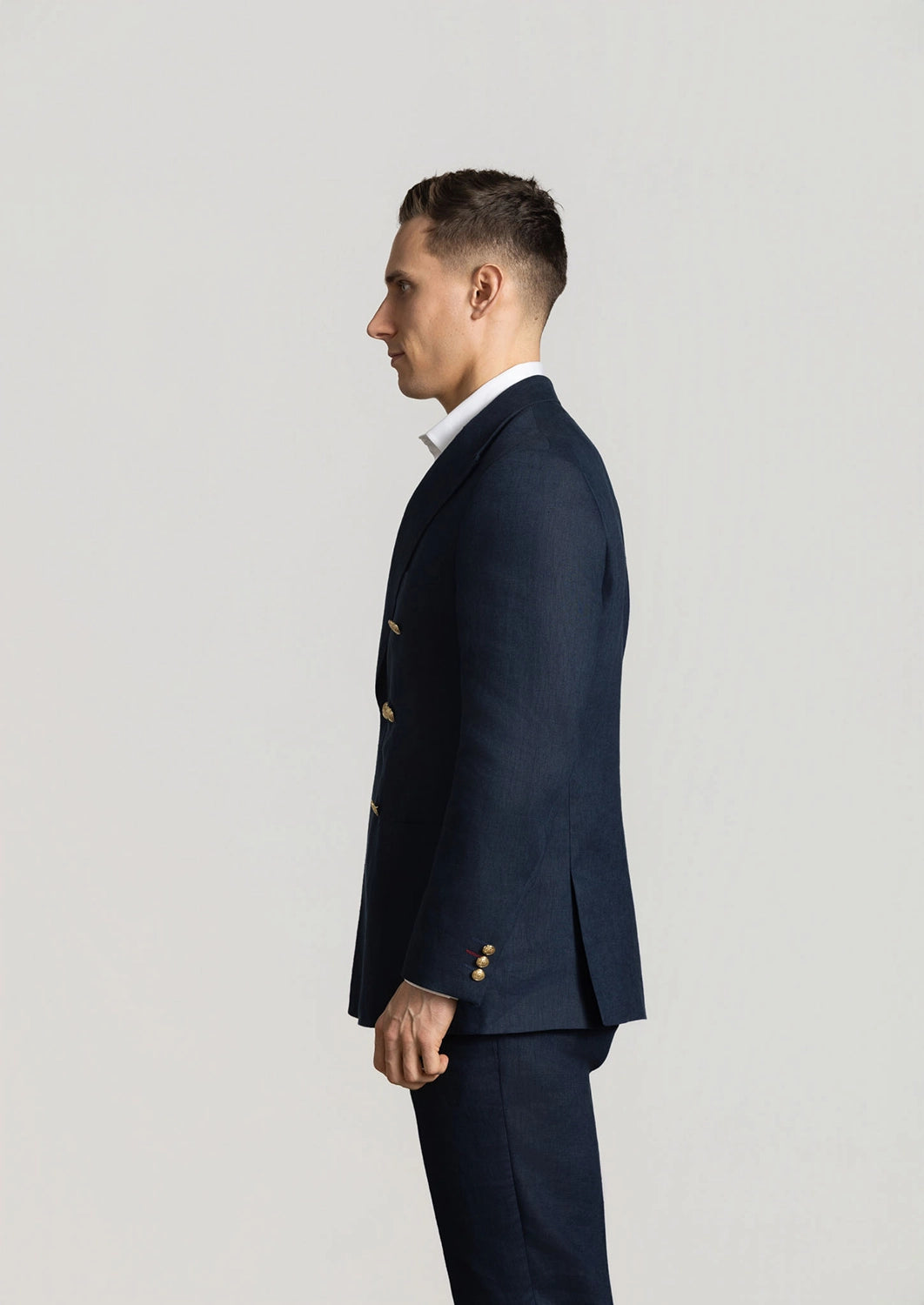 CUTLER MONTY 100% LINEN DOUBLE BREASTED INSIGNIA BUTTON BLAZER CS40616