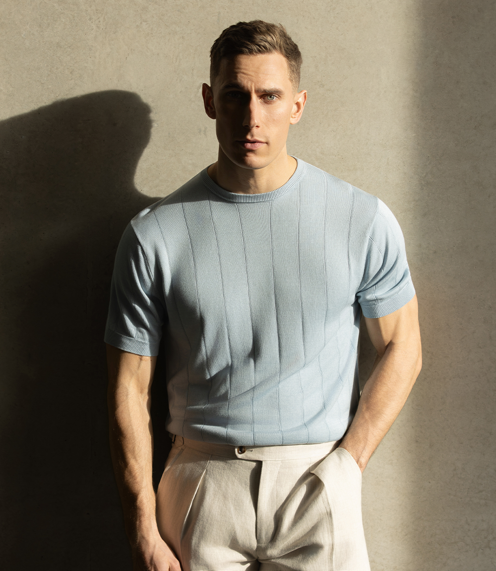 CUTLER LUCA MODAL SILK BLEND KNITTED S/S CREW TSHIRT CS30204