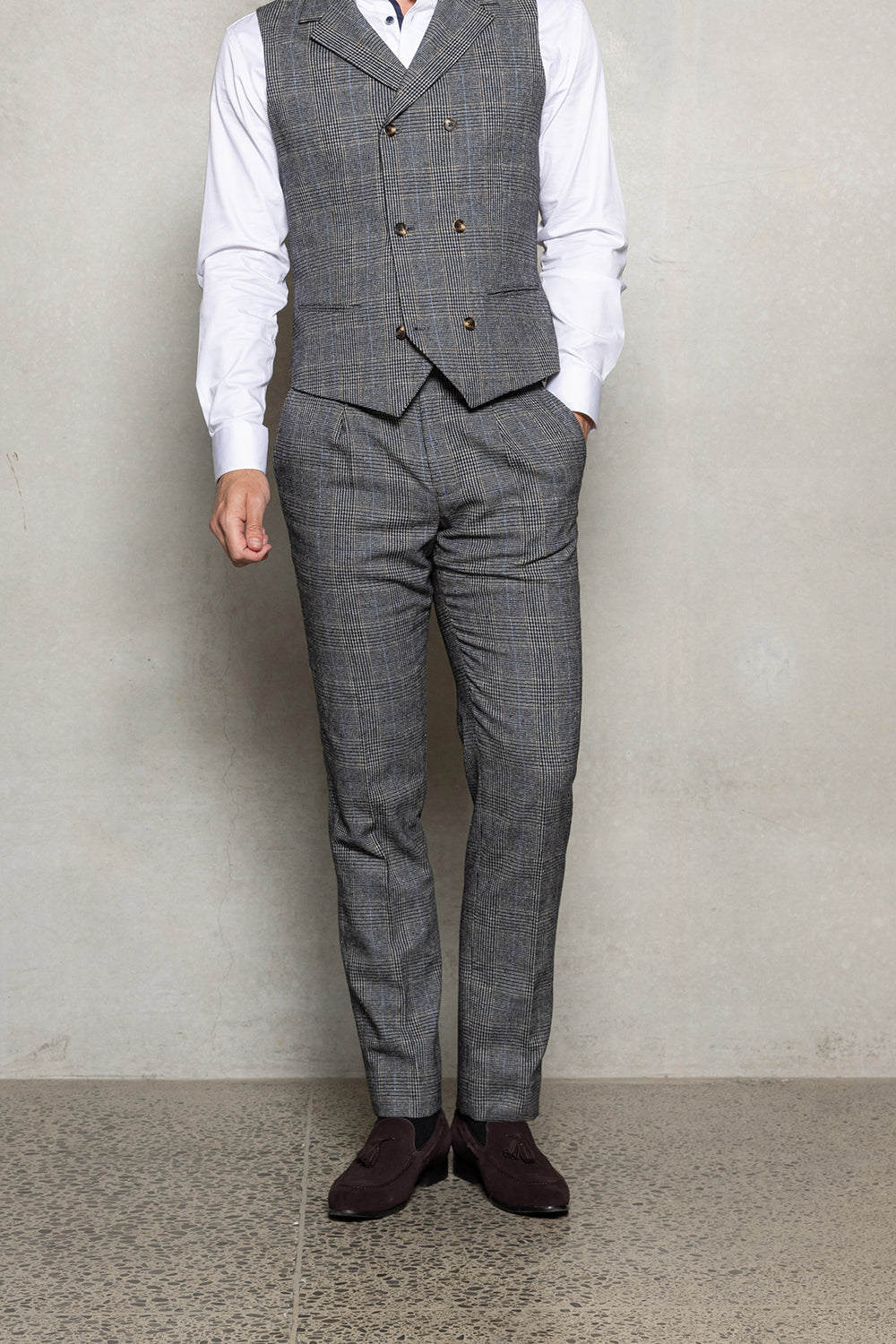 CUTLER & CO CLIVE CHECKED PLEAT TROUSER CW10387