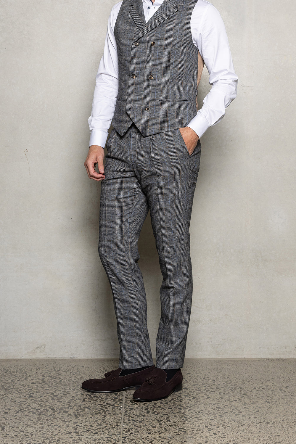 CUTLER & CO CLIVE CHECKED PLEAT TROUSER CW10387
