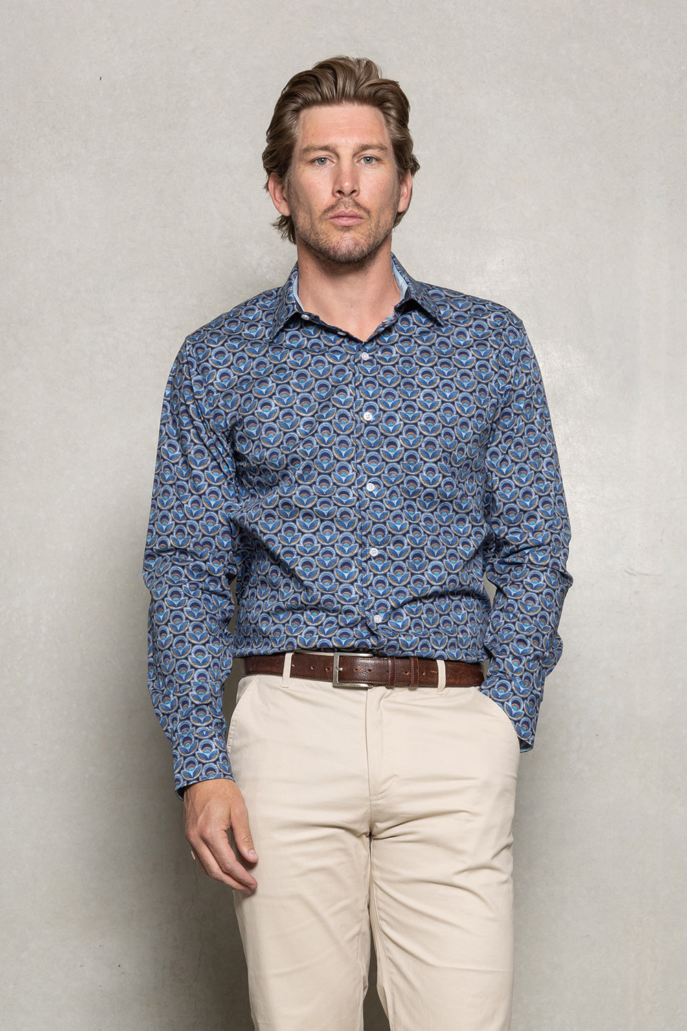 CUTLER & CO NIGEL L/S STRETCH COTTON PRINT SHIRT CW21313