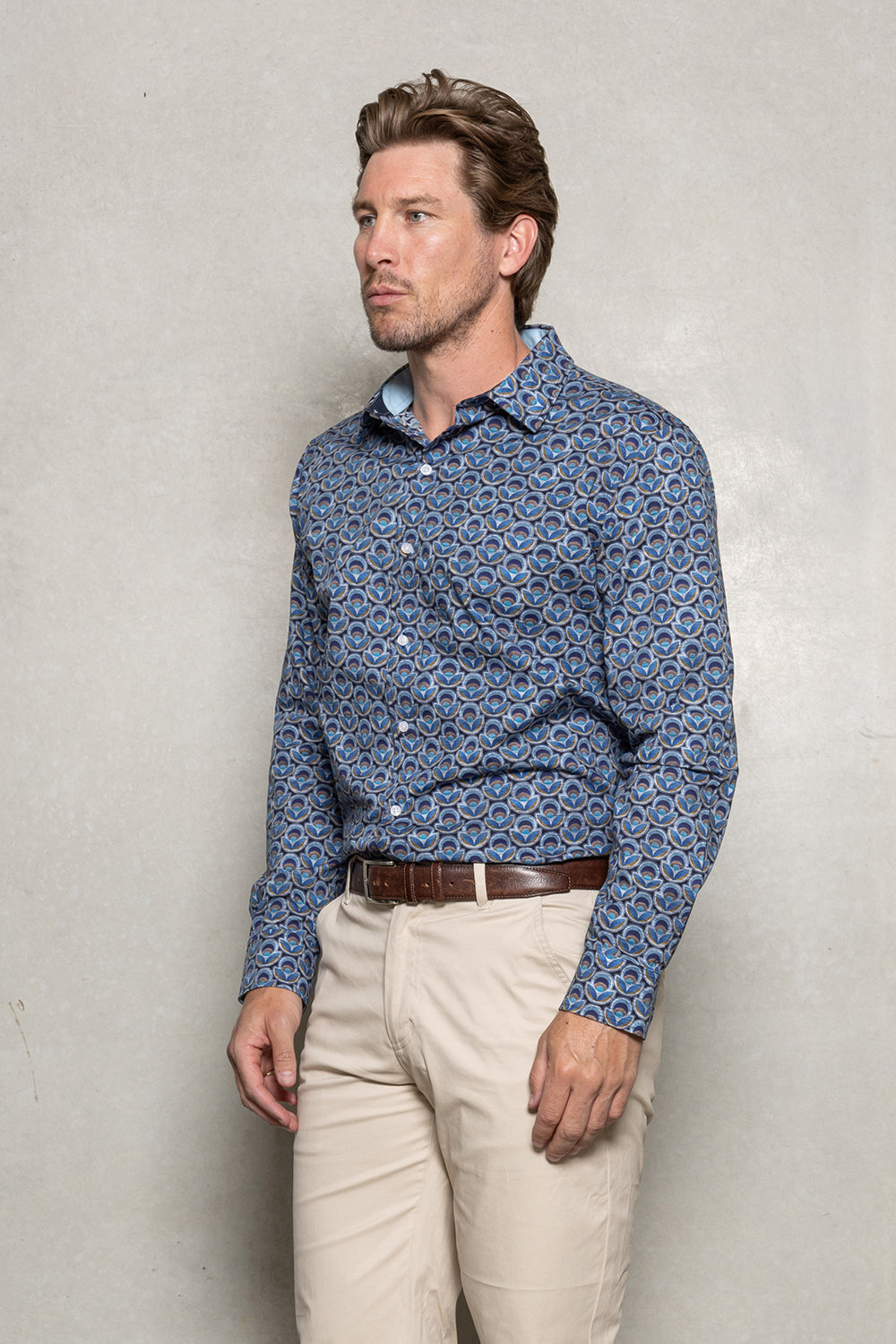 CUTLER & CO NIGEL L/S STRETCH COTTON PRINT SHIRT CW21313