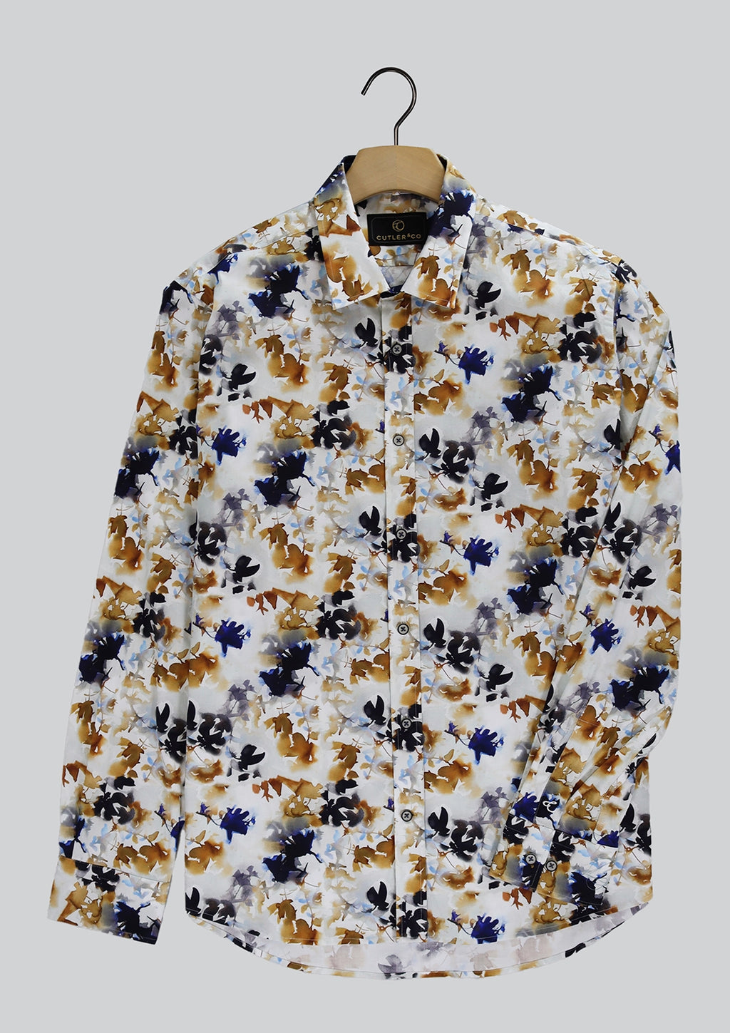 CUTLER & CO BLAKE LEAF PRINT STRETCH COTTON L/S SHIRT CW21408