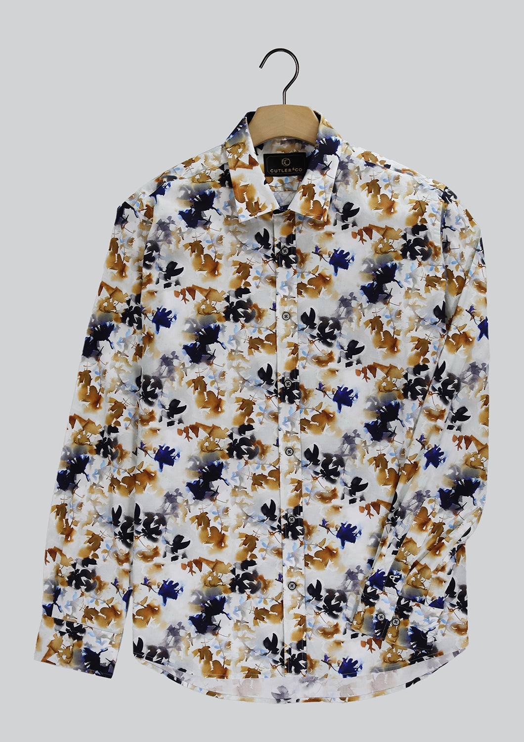 CUTLER & CO BLAKE LEAF PRINT STRETCH COTTON L/S SHIRT CW21408