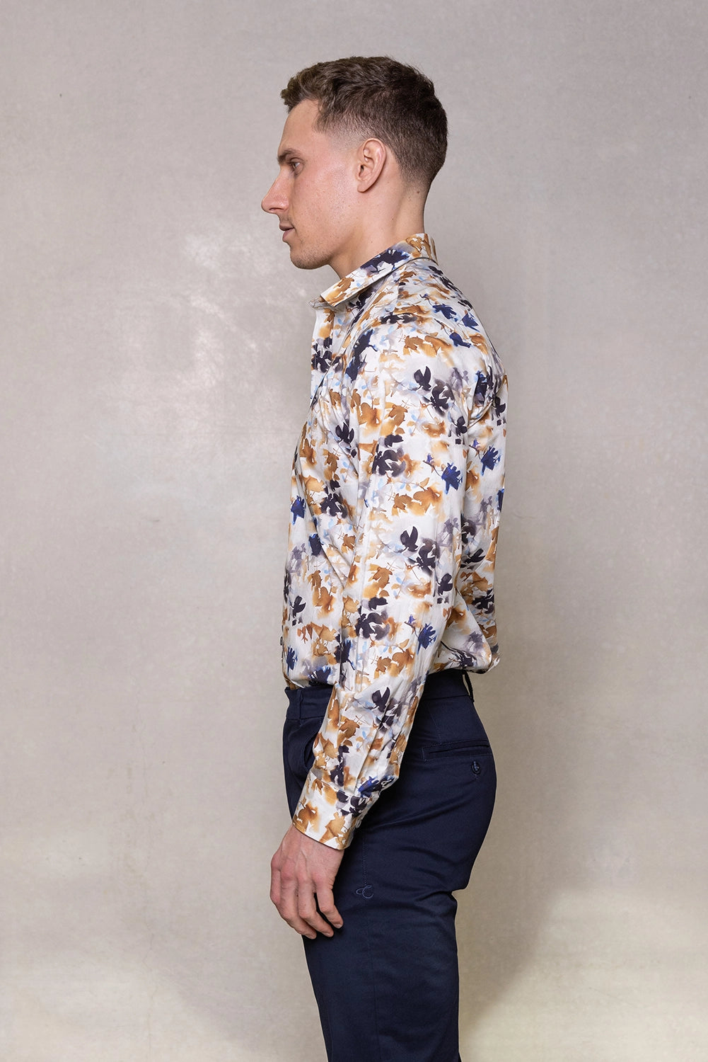 CUTLER & CO BLAKE LEAF PRINT STRETCH COTTON L/S SHIRT CW21408
