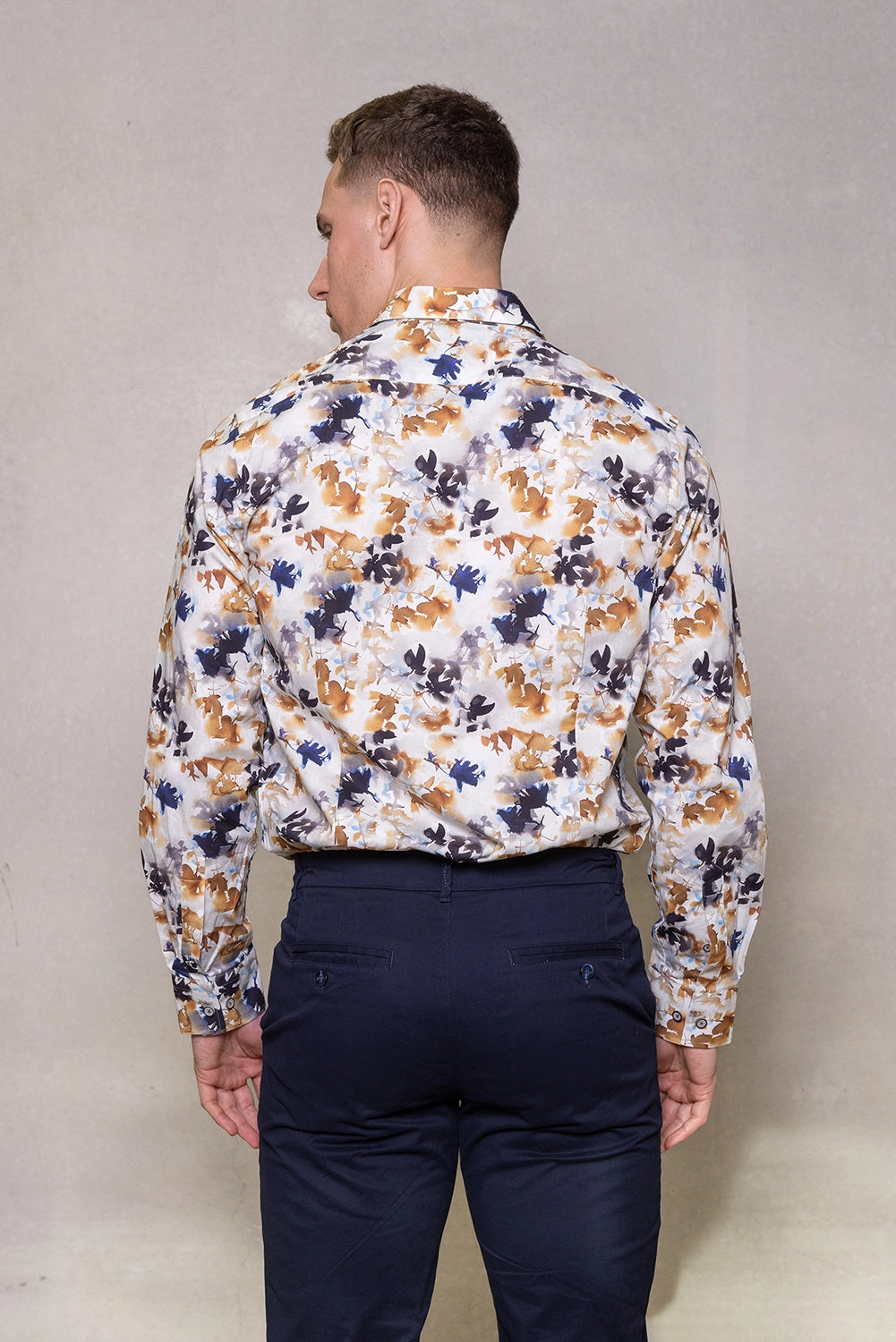 CUTLER & CO BLAKE LEAF PRINT STRETCH COTTON L/S SHIRT CW21408