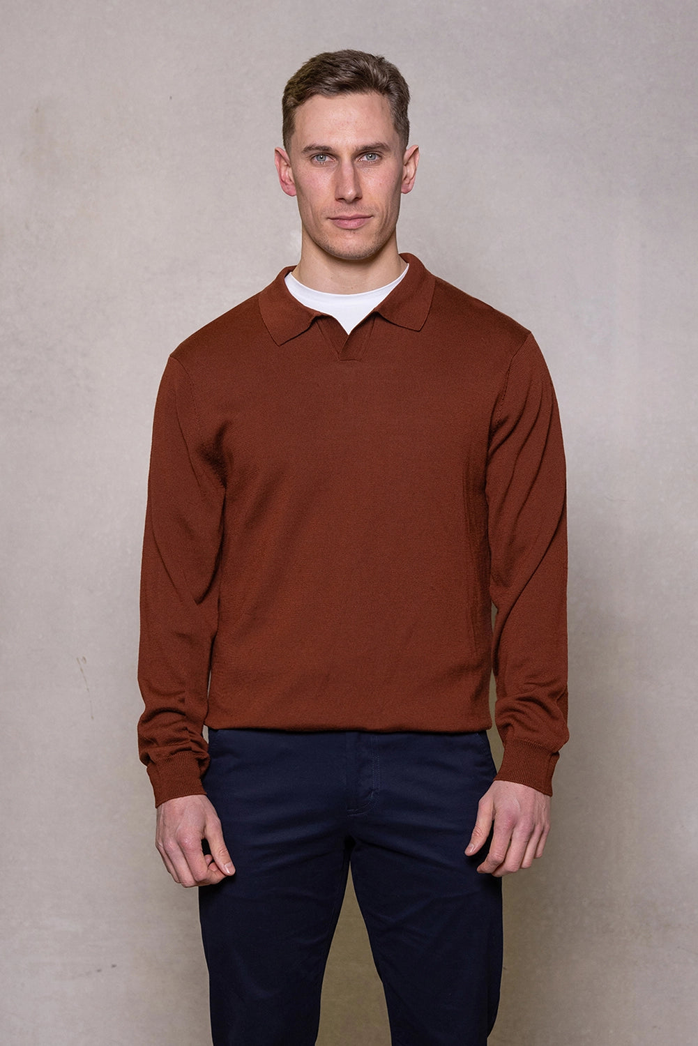 CUTLER & CO OLIVER 100% AUSTRALIAN MERINO WOOL L/S SKIPPER POLO CW31098