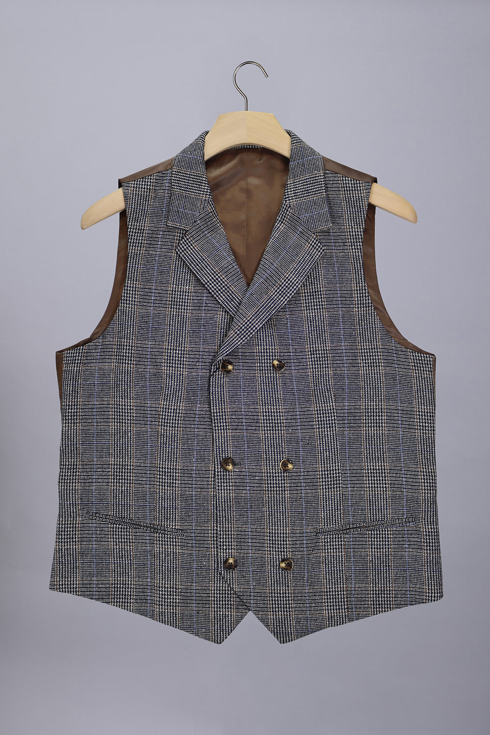CUTLER & CO JACOB CHECK DOUBLE BREASTED WAISTCOAT CW40572A