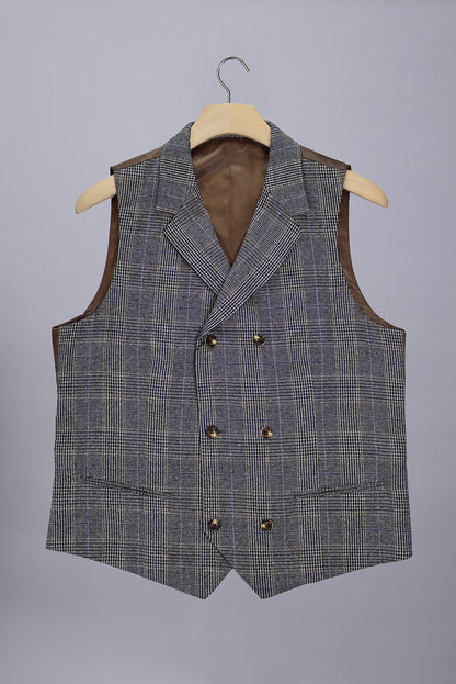 CUTLER & CO JACOB CHECK DOUBLE BREASTED WAISTCOAT CW40572A