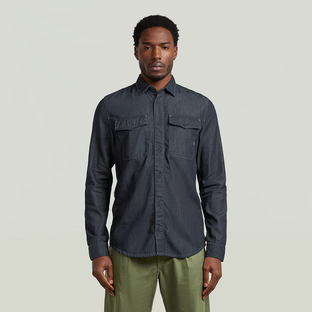 GSTAR MARINE SCARLET DENIM SLIM L/S SHIRT D24963