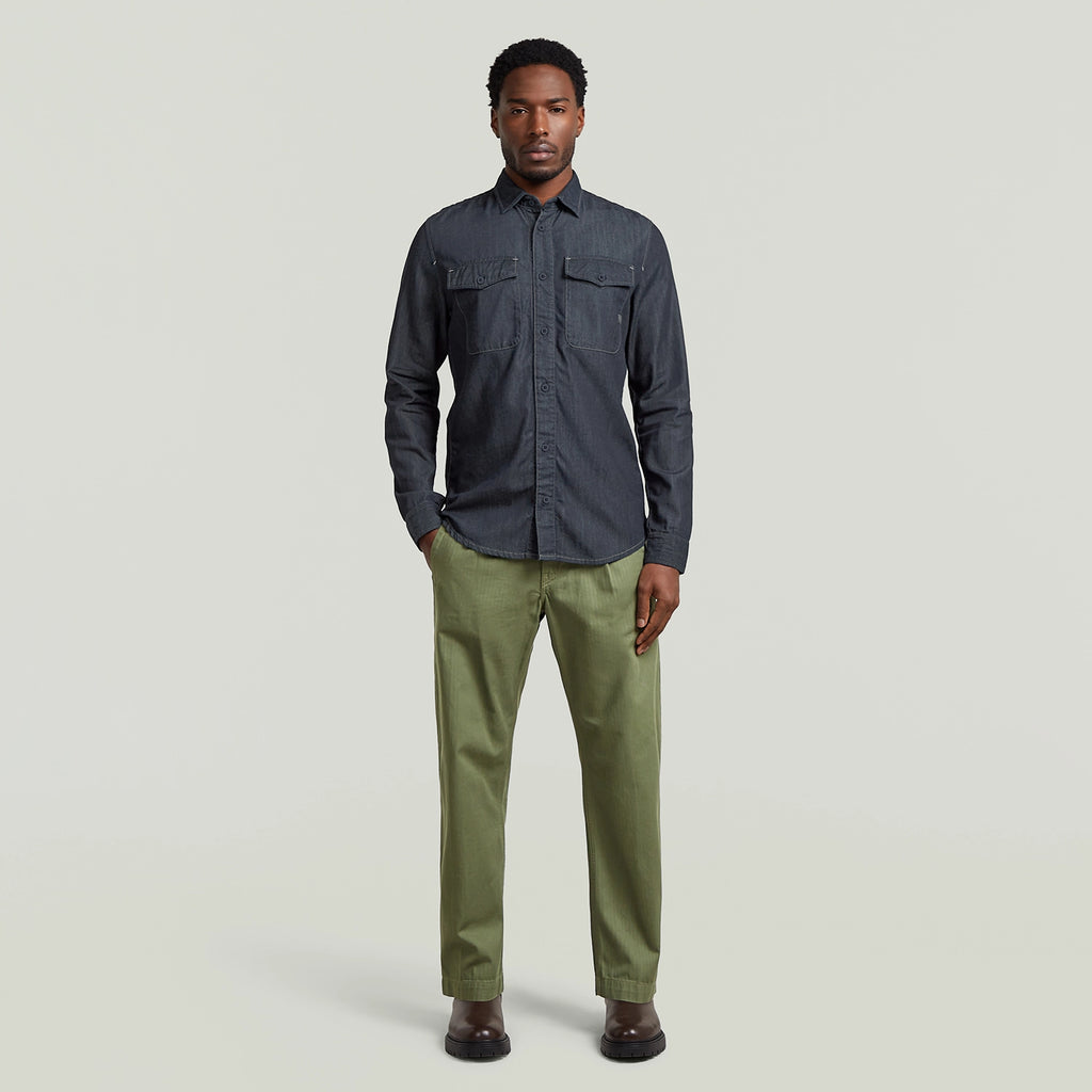 GSTAR MARINE SCARLET DENIM SLIM L/S SHIRT D24963