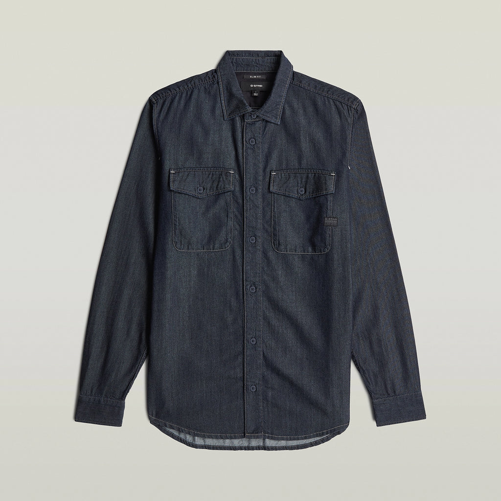 GSTAR MARINE SCARLET DENIM SLIM L/S SHIRT D24963