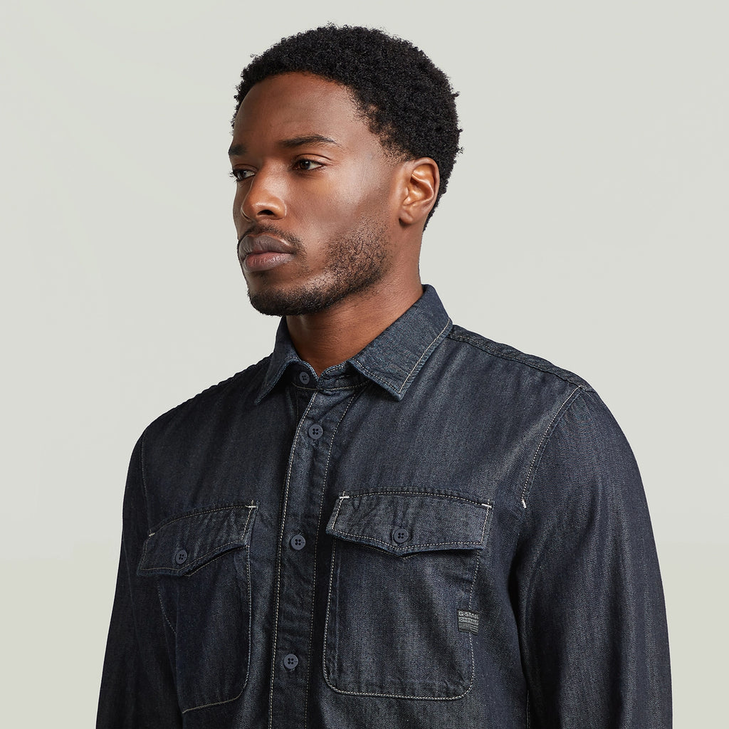 GSTAR MARINE SCARLET DENIM SLIM L/S SHIRT D24963