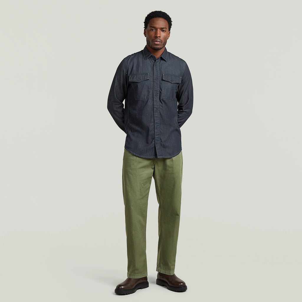 GSTAR MARINE SCARLET DENIM SLIM L/S SHIRT D24963