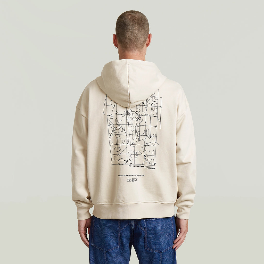 GSTAR BACK GRAPHIC LOOSE FIT HOODED ZIP THRU SWEATSHIRT D28865