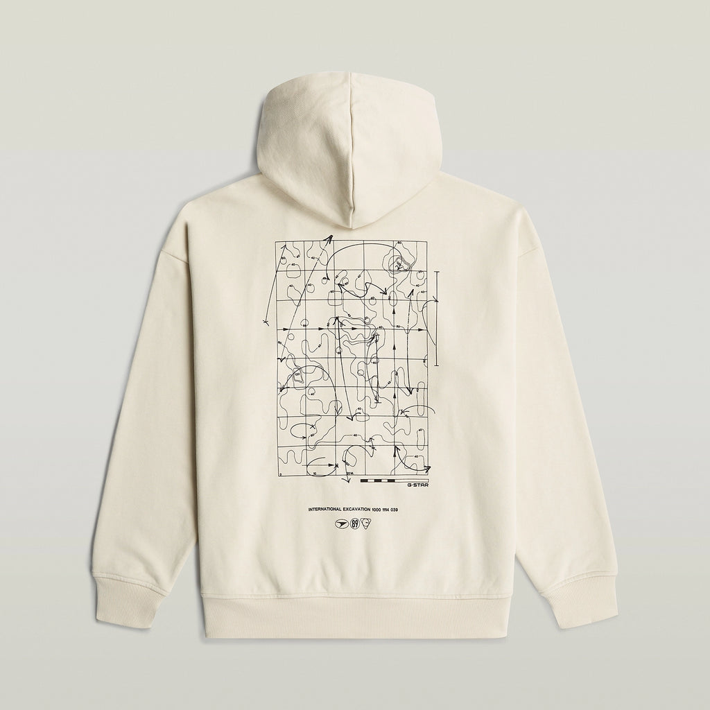GSTAR BACK GRAPHIC LOOSE FIT HOODED ZIP THRU SWEATSHIRT D28865