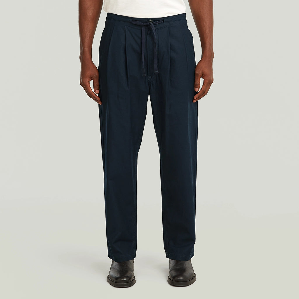 GSTAR DOUBLE PLEATED TRSOR SATEEN LINEN CHINO D28936