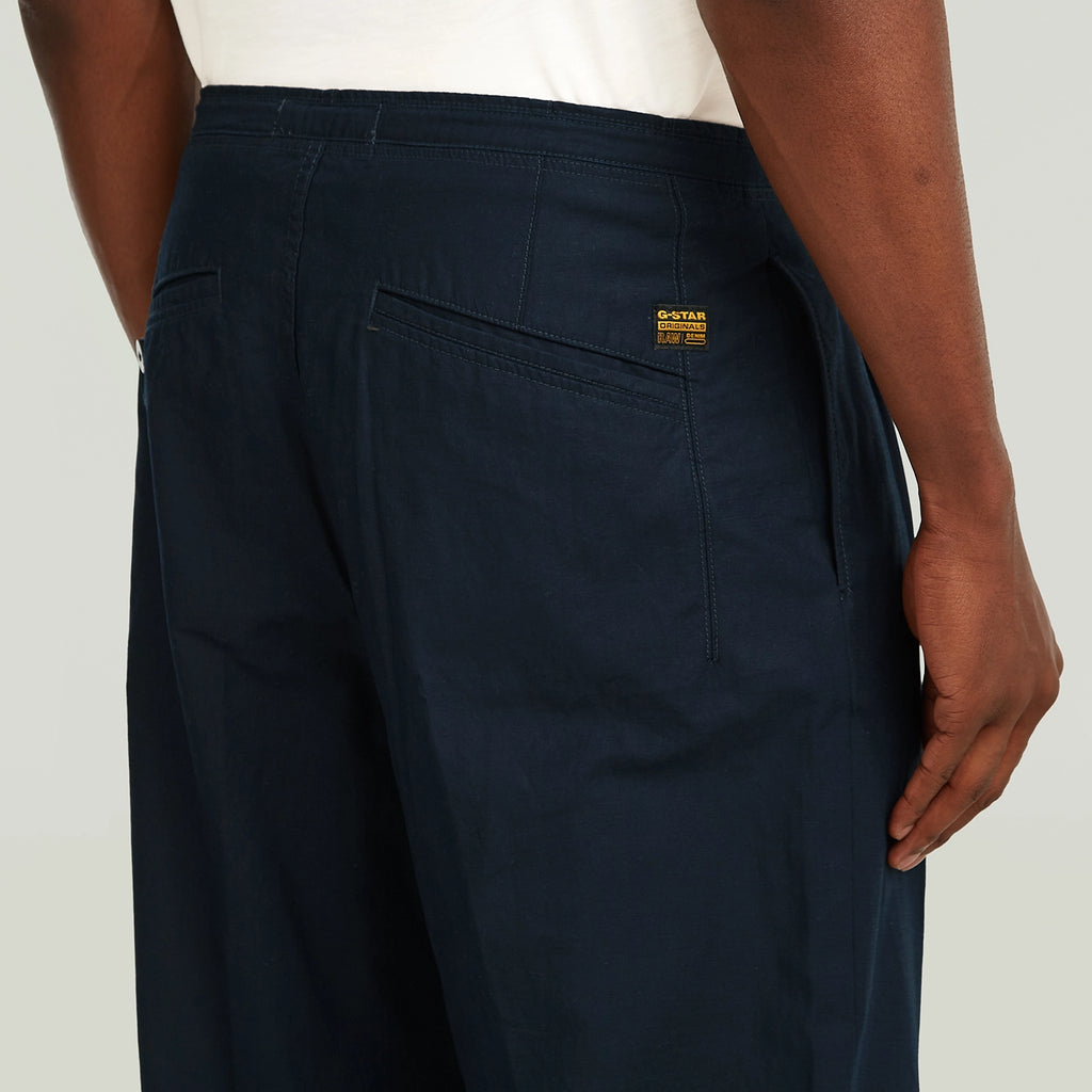GSTAR DOUBLE PLEATED TRSOR SATEEN LINEN CHINO D28936