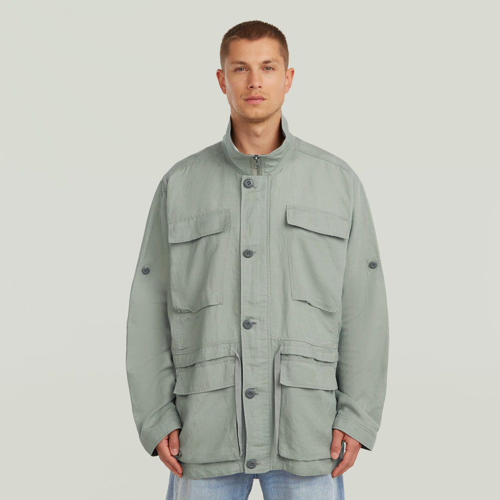 GSTAR SLUB LINEN FIELD SMOCK JACKET D28989