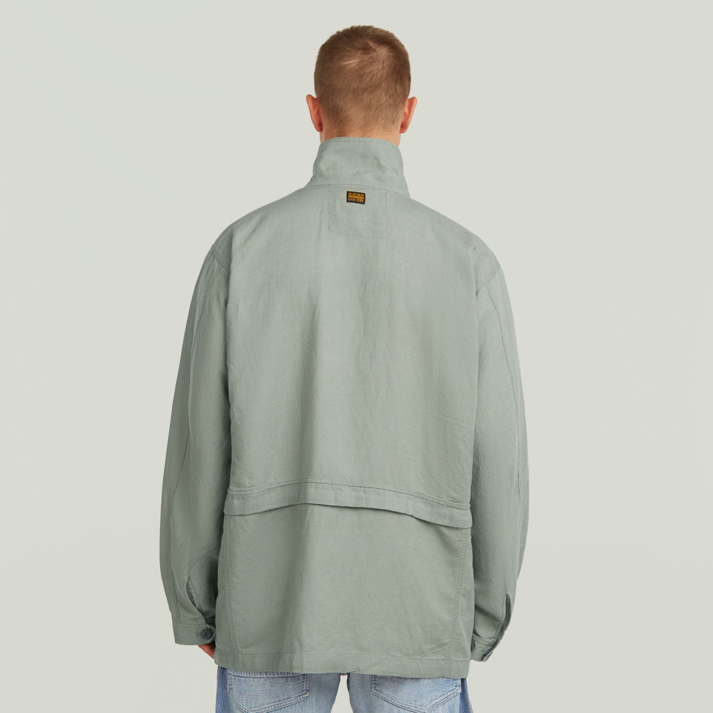 GSTAR SLUB LINEN FIELD SMOCK JACKET D28989