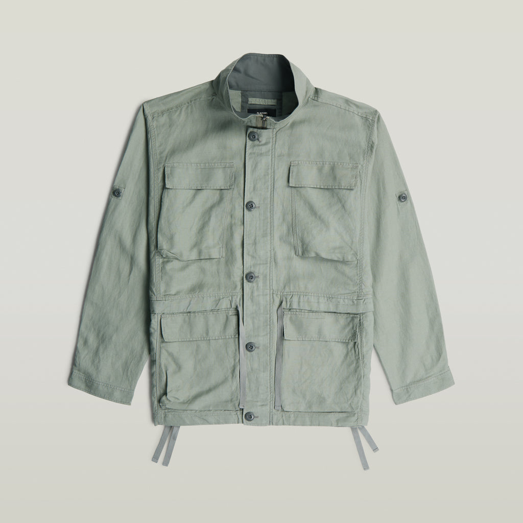 GSTAR SLUB LINEN FIELD SMOCK JACKET D28989