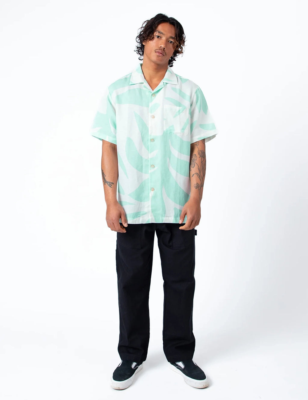 MR SIMPLE PALM CUBAN LINEN RAYON PRINT S/S SHIRT M043419