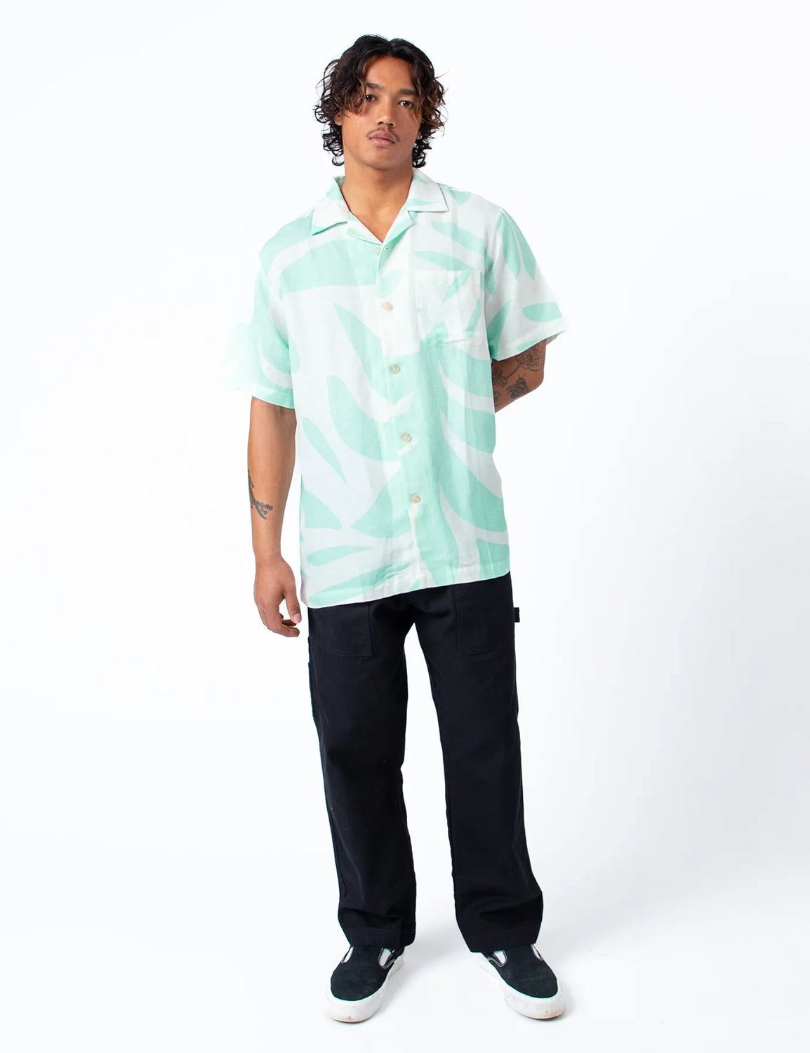 MR SIMPLE PALM CUBAN LINEN RAYON PRINT S/S SHIRT M043419