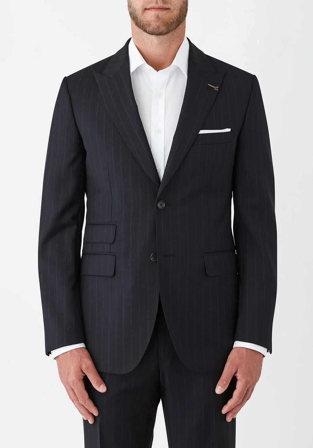 JOE BLACK CONVOY CHALK STRIPE AUST MERINO SUIT JACKET FJR807