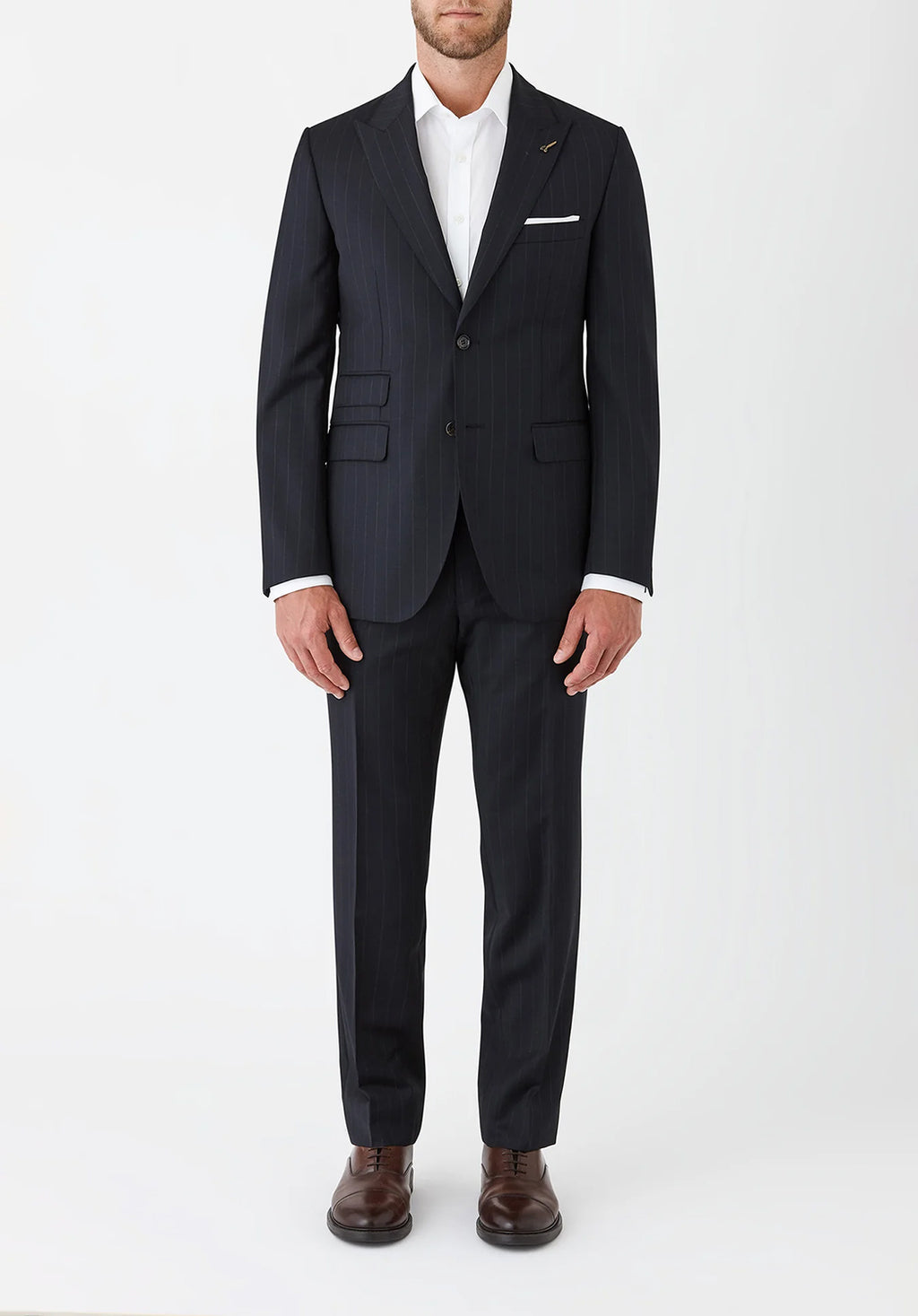 JOE BLACK CONVOY CHALK STRIPE AUST MERINO SUIT JACKET FJR807