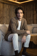 GRAN SASSO SHAWL NECK CABLE WOOL MIX CARDIGAN 10189