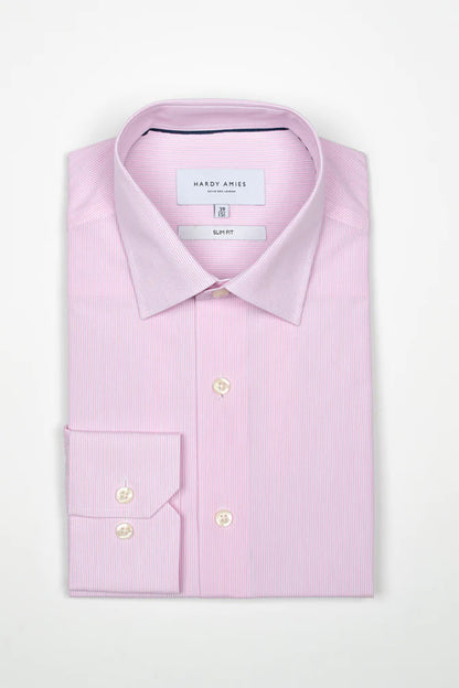 HARDY AMIES FINE STRIPE SLIM FIT L/S DRESS SHIRT HA406SF